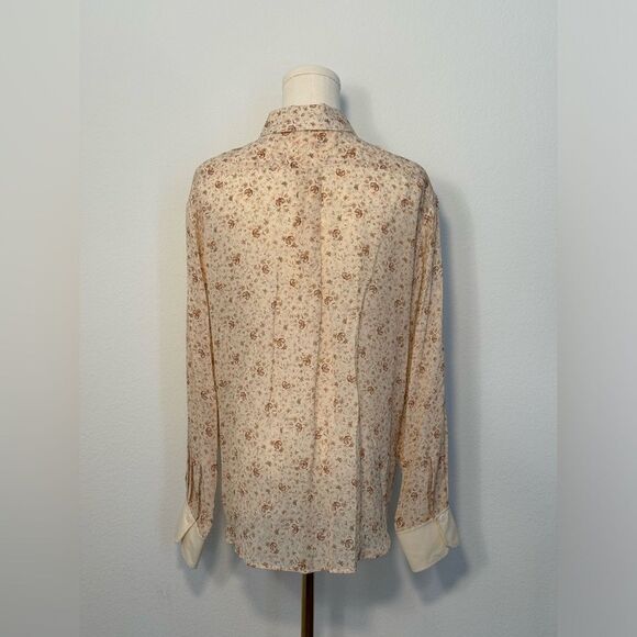 NWOT Chloe Silk Dew Pink C Micro Flower Motif Button Up Blouse Women’s Size 10 - Picture 12 of 16